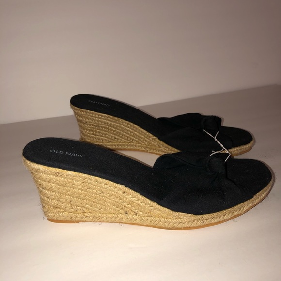 NWOT Old Navy Knotted Bow Canvas Espadrille Wedges - Picture 4 of 7